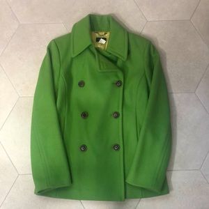 J.Crew Women’s Green Wool Blend Pea Coat, Medium